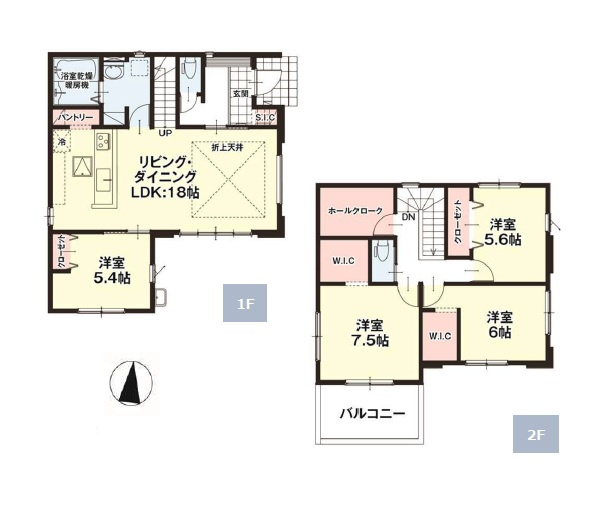 古賀市今の庄1丁目第4-3棟（3号棟）の間取り|全居室収納付きで便利です。