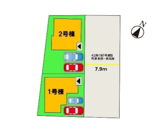 糟屋郡須恵町新原第6-2棟（2号棟）の区画図|配置図（2号棟）