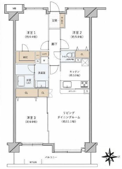 コスモ西大島グランステージ東棟の間取り|新規リノベーション施工が完了いたしましたのでいつでも内覧が可能です