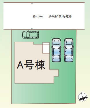 宇都宮市双葉２丁目429番の区画図|A号棟　土地面積：188.65㎡（57.07坪）カースペース２～３台可能です。