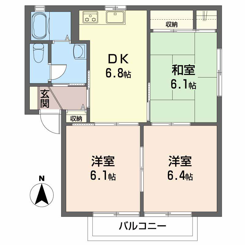 アメニティ朝倉 A棟の間取り