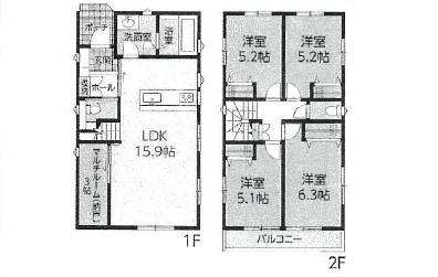 廿日市市峰高2丁目　№36993の間取り|４ＬＤＫ＋マルチルーム