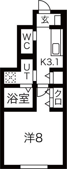 ワンリッチ金ヶ崎Bの間取り