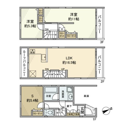 宮内戸建の外観|２０１６年完成の３階建♪オール電化の戸建♪