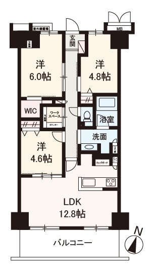 【間取り】 | ソシエ北大阪1番館 | 11階部分の高層階・南向きで陽当り良好！3LDKフルリノベーション物件。分譲駐車場付き住戸です！
