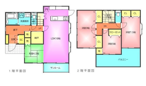 【中古】入間郡毛呂山町平山中古住宅の間取り