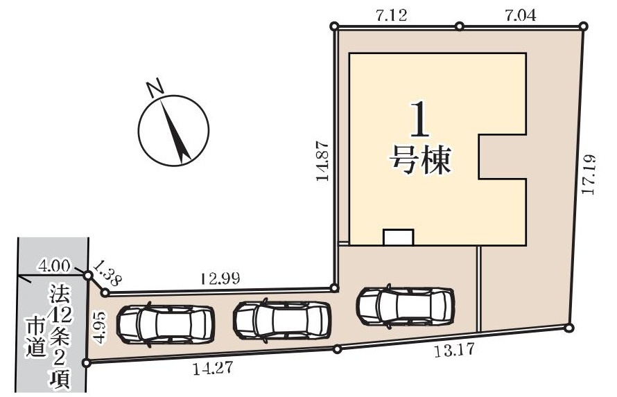 三郷市彦江1丁目　新築平屋戸建の区画図|カースペース3台分あり！お車が多い方にもオススメ