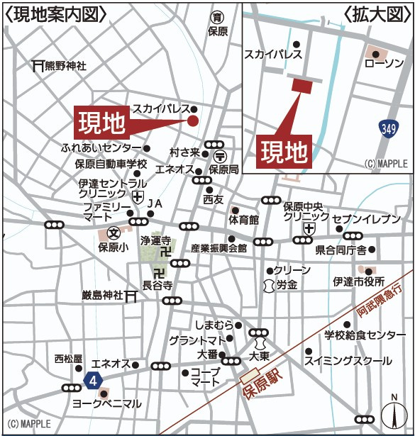 新築戸建・新築建売　伊達市保原町西町第6　大田小・桃陵中の地図|現地案内図