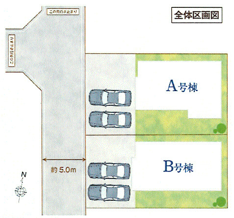 武蔵村山市学園4丁目　新築戸建全2棟の区画図
