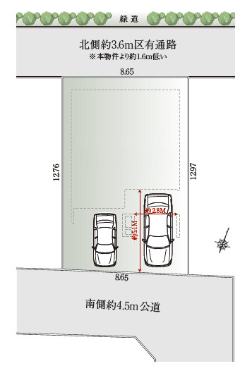 練馬区上石神井3丁目　開放感×爽快感　南向き陽だまり邸宅の区画図|南4.5ｍ公道×北3.6ｍ区有通路♪開放感溢れるゆとりある立地に誕生です♪