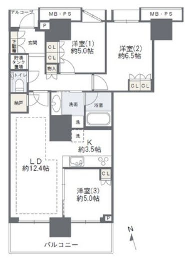 プラウドタワー東雲キャナルコートの間取り|42階部分・南西向きにつきまして日当たり・通風・眺望良好