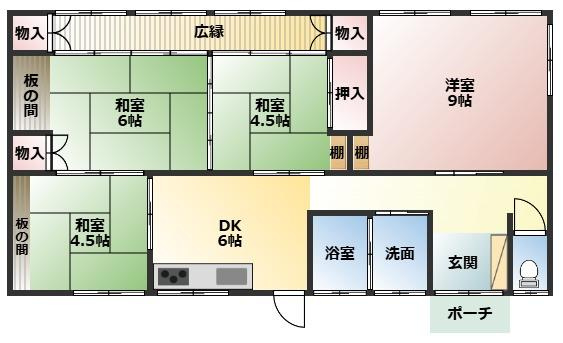都城市蓑原町の中古一戸建の間取り