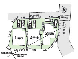 厚木市妻田西7期　新築戸建　全3棟3号棟の区画図