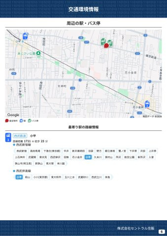 【Livele Garden.S】小平花小金井第二の周辺|本物件の生活に必要な施設を地図上に一覧にしました。徒歩10分以内程度の近隣施設です。