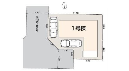 【Livele Garden.S】小平花小金井第二の区画図|スムーズな入出庫が叶うカースペースを2台分確保した機能的な住まいです