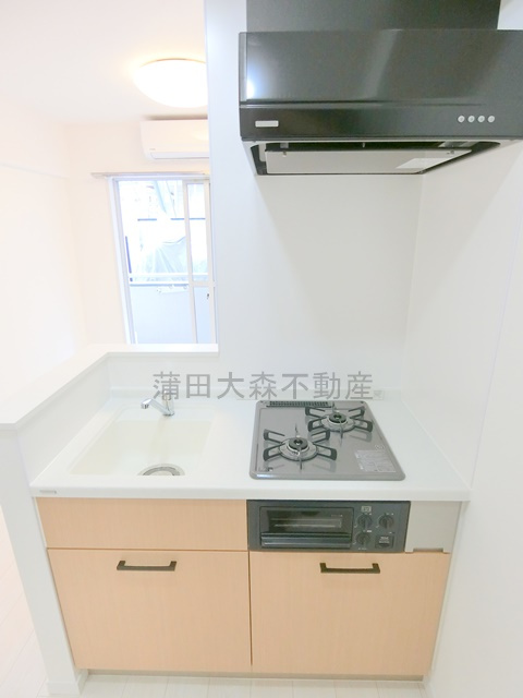 日興パレセゾン鵜の木のキッチン|グリル付き２口ガスコンロのカウンター式システムキッチン