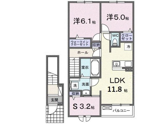 メゾングレーヌ東觜崎駅前Ａの間取り