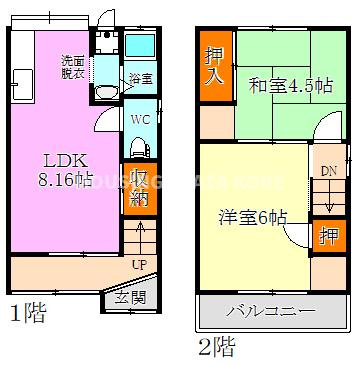 関守町２丁目貸家の間取り