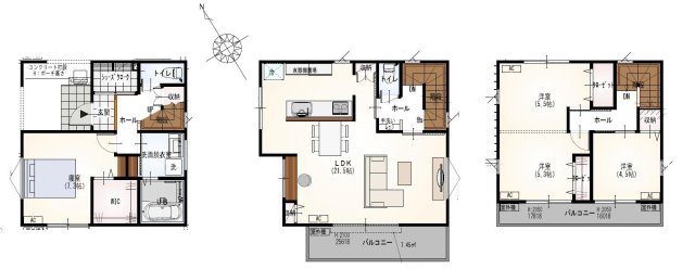 【間取り】 | 葵区瀬名3丁目2期　新築戸建　1号地