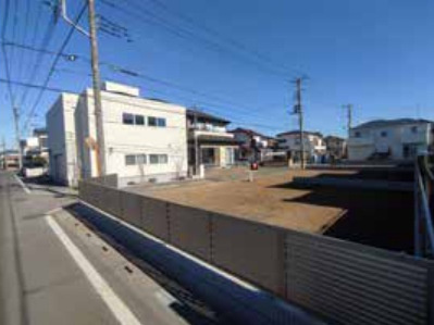 敷地面積37.43坪　売地　ふじみ野市仲二丁目の前面道路含む現地写真|西側約5.94ｍ公道、北側約4.05ｍ公道、東側約4.2ｍ私道(通行不可）
