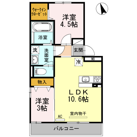 ビエント　B棟 の間取り|使い勝手の良い間取りです♪