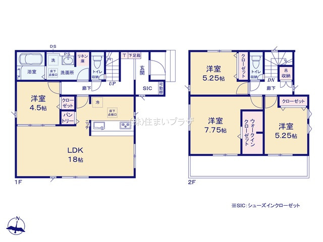 仲介手数料無料）一宮市萩原町西宮重１棟１号棟の間取り