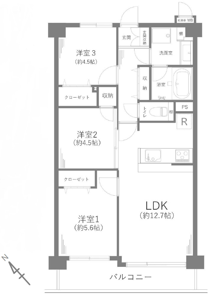 ライトウェーブ淵野辺本町の間取り|3LDK、価格2399万円、専有面積63.85㎡、バルコニー面積8.13㎡