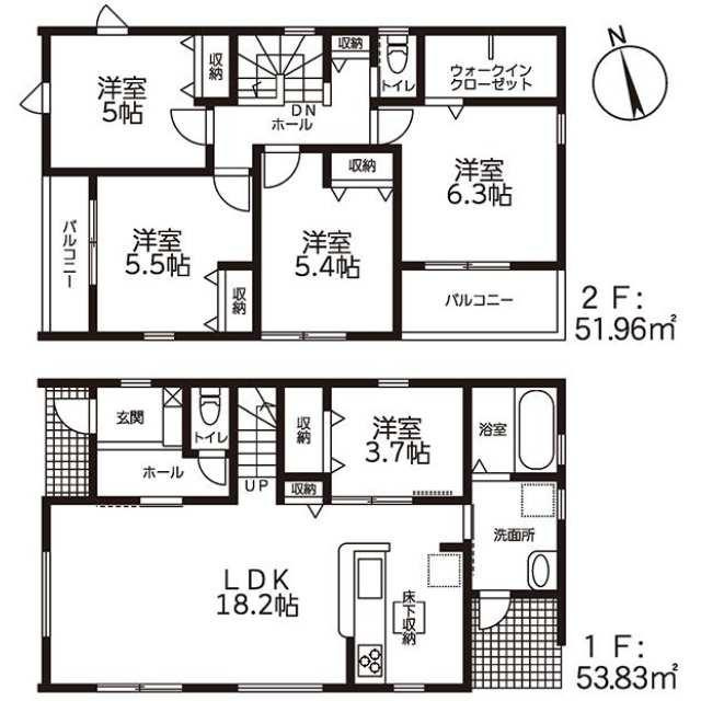仲介手数料無料）一宮市浅井町大野１号棟の間取り| 