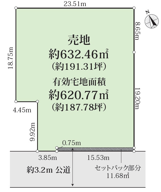 深谷市宿根売地の土地図