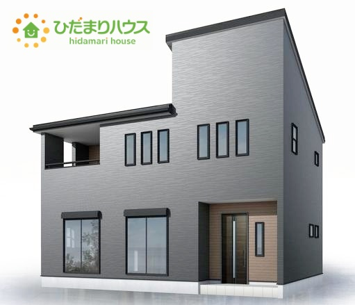 那珂市菅谷18期　新築戸建の外観パース|デザイナーズのようなお洒落な外観です(^^♪