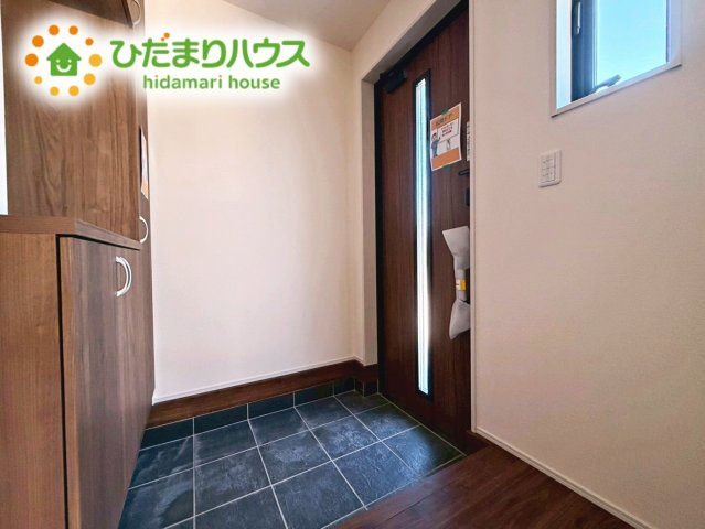 いわき市久之浜町第4　新築戸建　2号棟の玄関|丁度良い靴箱のサイズ♪これだけあれば家族全員の靴がしまえてスッキリ(^O^)