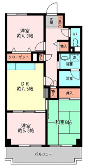【間取り】 | メゾンデフォンティヌ | ３ＤＫの間取りです！