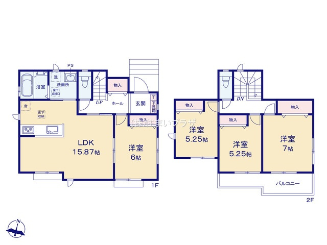 仲介手数料無料）一宮市丹陽町３期A号棟の間取り