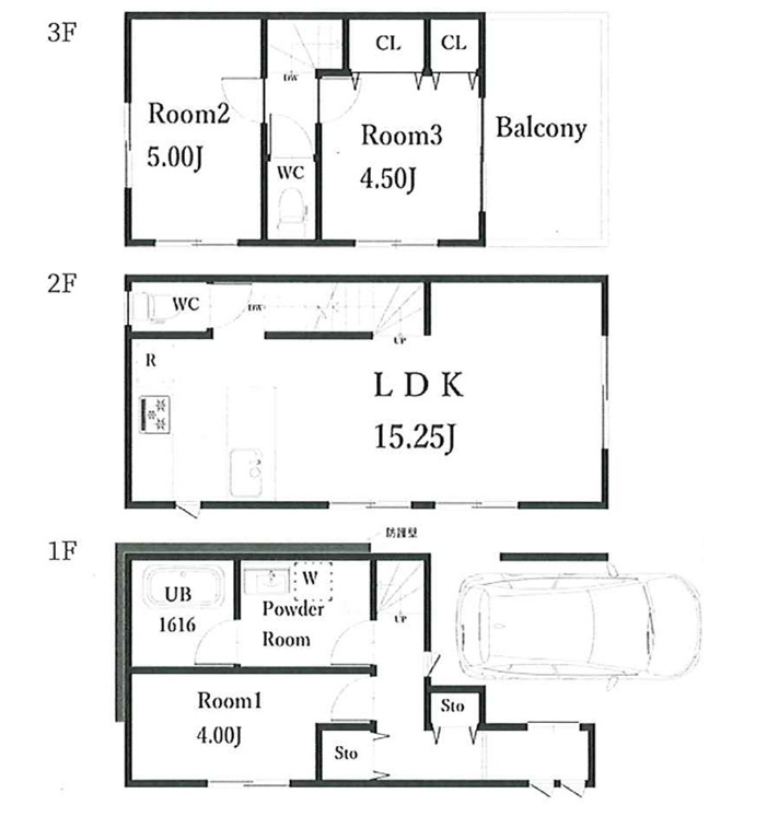 文京区白山５丁目　売地の参考プラン|建物参考価格2,500万円（税込）/建物面積72.52㎡/3LDK＋ビルトイン車庫