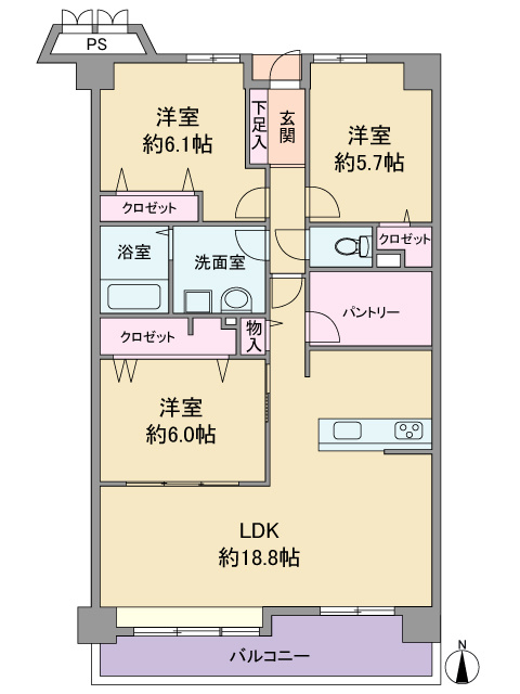 ≪南向き×LDK18.8帖≫リフォーム♪ロイヤルパレス富沢東