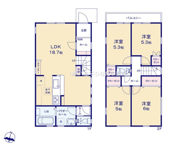 『八王子市新築戸建て』八王子市鹿島945-66【仲介手数料無料】　２期の間取り|～仲介手数料無料☆八王子ひなた不動産～八王子市鹿島　新築戸建て