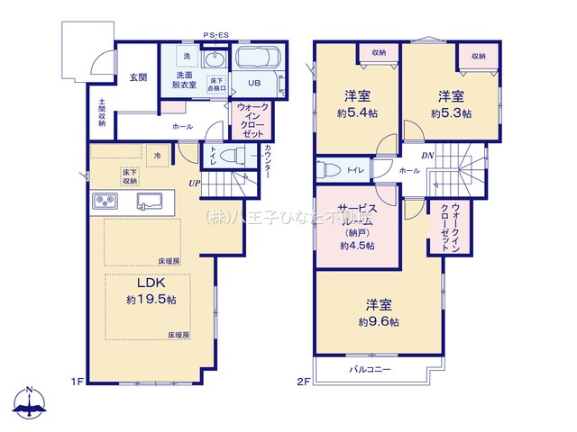『八王子市新築戸建て』八王子市東浅川町212【仲介手数料無料】　６期の間取り|～仲介手数料無料☆八王子ひなた不動産～八王子市東浅川町　新築戸建て