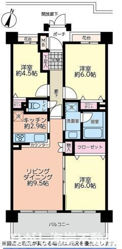 いずみ中央ガーデンハウスの間取り|南向き　３LDK