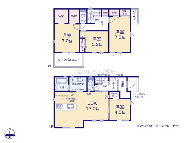 仲介手数料無料）一宮市今伊勢町馬寄０１期２号棟の間取り|１号棟　間取り図 