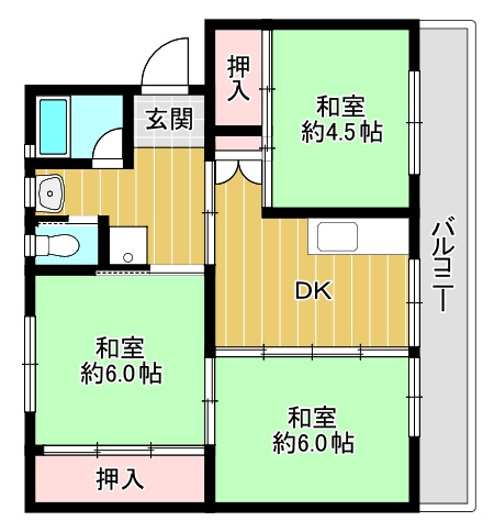 【間取り】 | ビレッジハウス大牟田1号棟