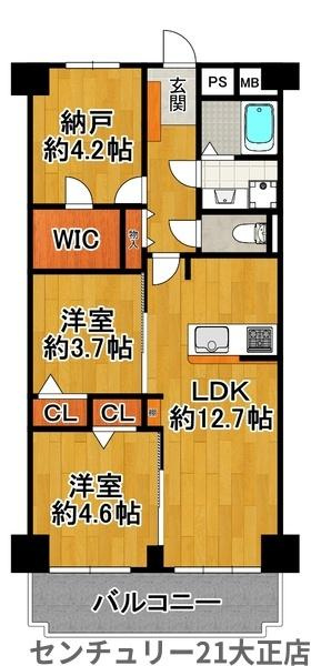 ドムール北市岡の間取り