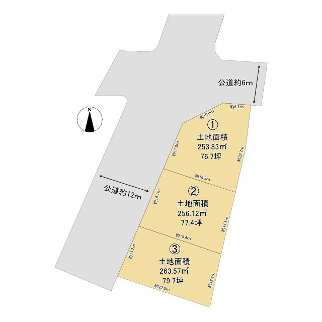 亀山市野村３丁目【全３区画】の区画図