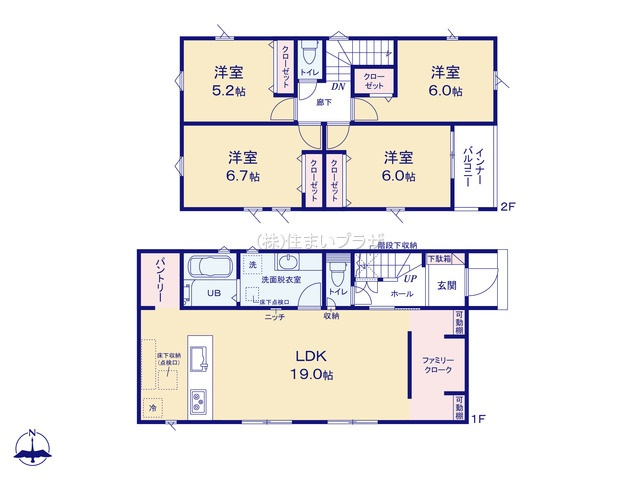 仲介手数料無料）一宮市今伊勢町馬寄０１期１号棟の間取り