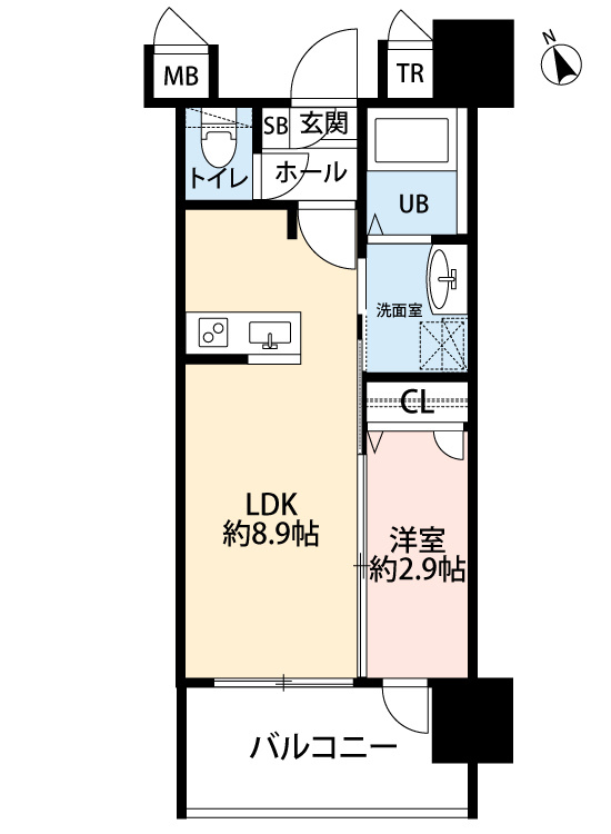 福岡市中央区天神３丁目の賃貸マンションの間取り