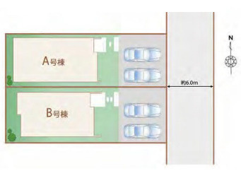 藤沢市湘南台６丁目　新築戸建　全２棟 B号棟の区画図