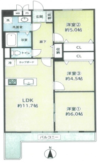 【間取り】 | 立花グリーンハイツ弐号棟 | 新婚様からファミリー様まで幅広くおすすめの３LDKの間取りです♪南向きで陽当たり良好です！！