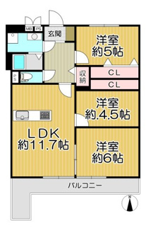【間取り】 | 立花グリーンハイツ弐号棟 | 新婚様からファミリー様まで幅広くおすすめの３LDKの間取りです♪南向きで陽当たり良好です！！