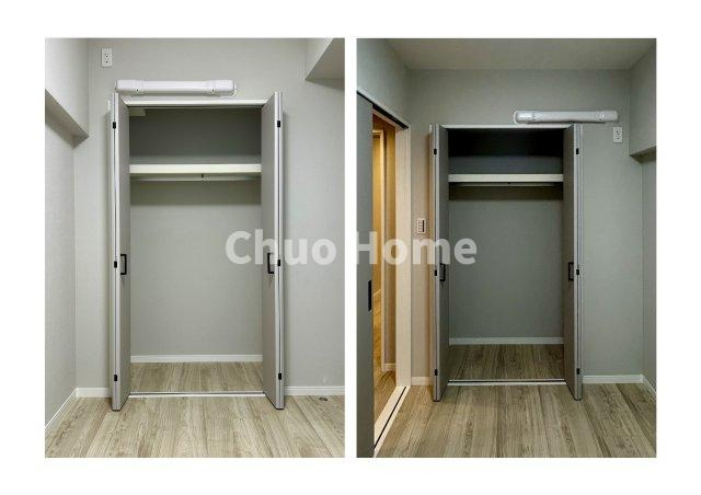 グリーンコーポ千寿1号棟の収納|居室にはクローゼットを完備し、自由度の高い家具の配置が叶うシンプルな空間です。お子様の成長と必要になる子供部屋を与えるにはぴったりの間取りですね。