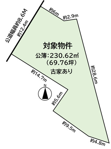 岡崎市福岡町字新町　土地の土地図