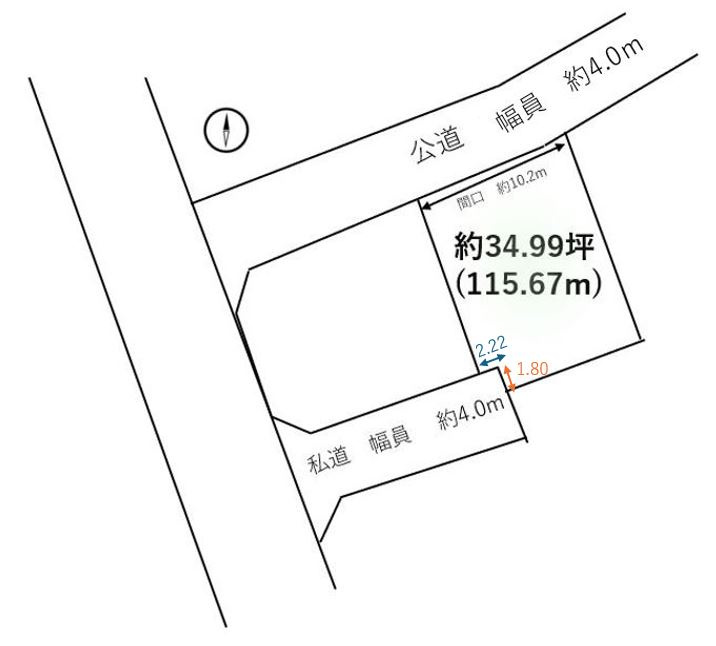 入間市上藤沢売地の土地図|敷地の形状や隣地との位置関係をご確認いただけます。陽当りや間取りの配置イメージなど、建築プランのご参考にぜひご覧ください。